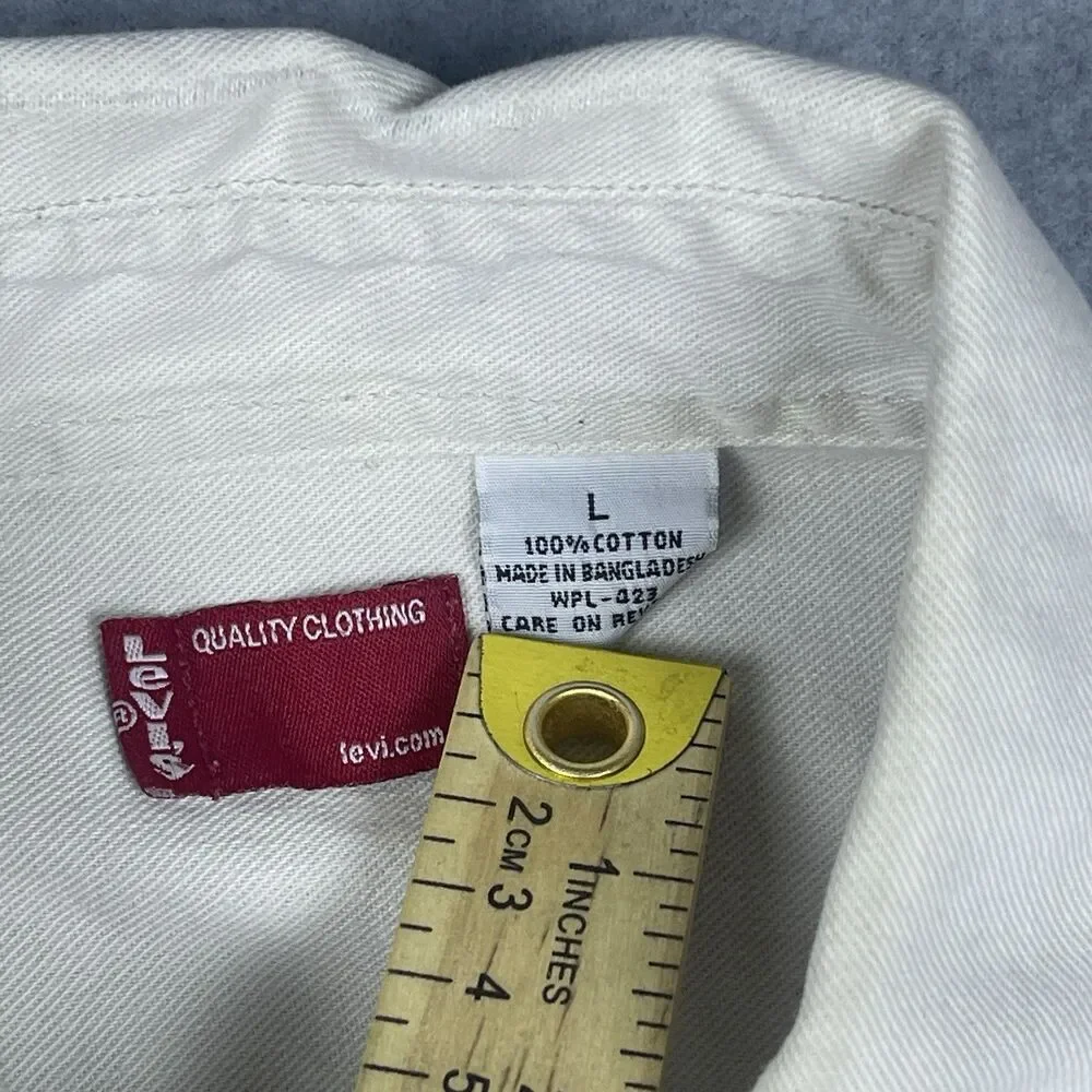 Vintage Levis Red Tab Denim Overshirt Shacket Off White Cream Heavy Workwear L